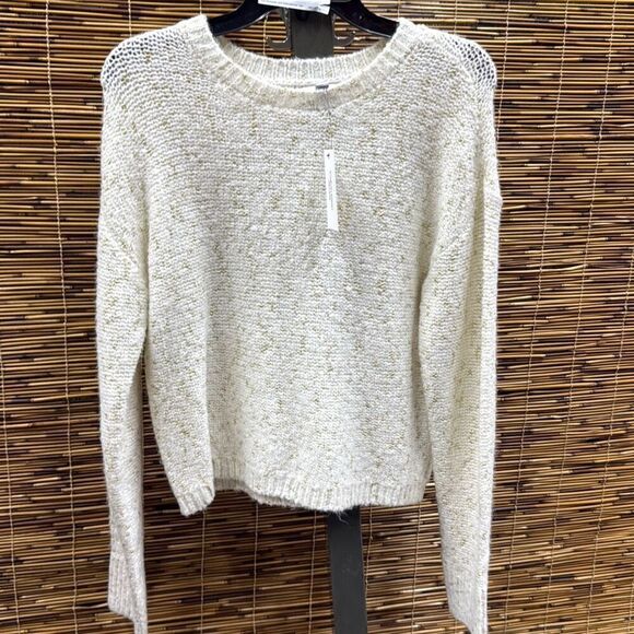 Calvin Klein Jeans Women's Crewneck Long-Sleeve Lurex Sweater - Mascarpone / Gol - Picture 2 of 3